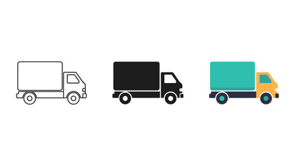 Delivery truck icons in different styles