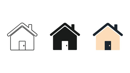 Simple house icon set in various color schemes
