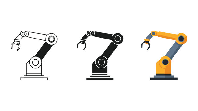 Robotic arm illustration in various color schemes