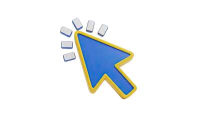 3D Blue Cursor with Yellow Outline and Click Animation