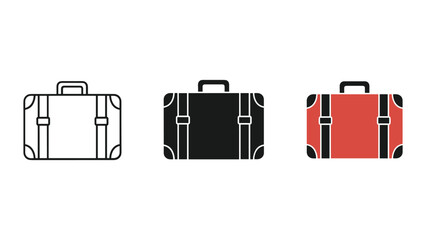 Set of simple suitcase icon in different color