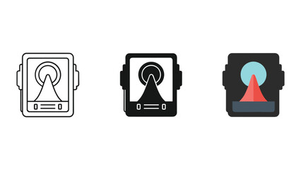 Radar detector icon set for navigation and security
