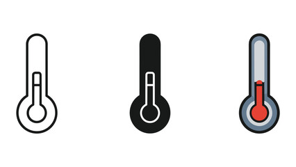 Thermometer icons set for temperature measurement