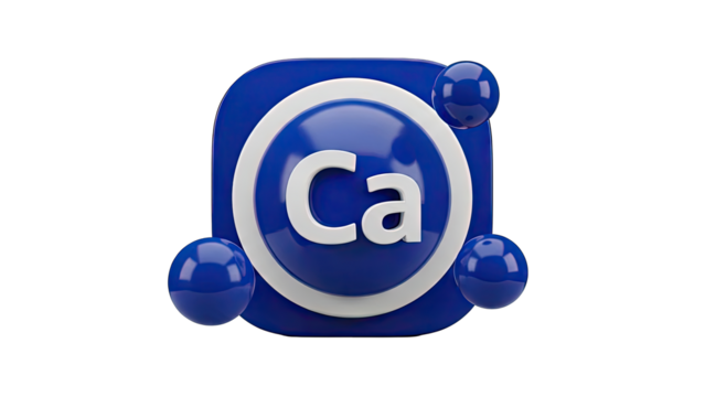3D Calcium (Ca) Element Icon with Spheres - Powered by Adobe
