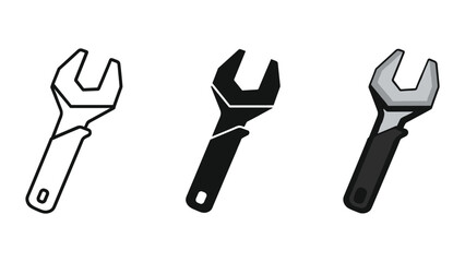Three adjustable wrenches in different styles