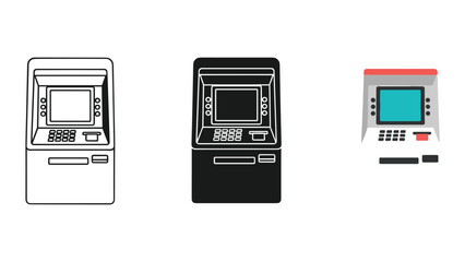 Different styles of atm machine illustration