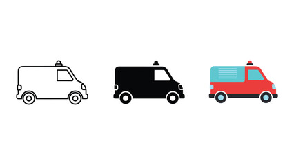 Ambulance vehicle illustration set
