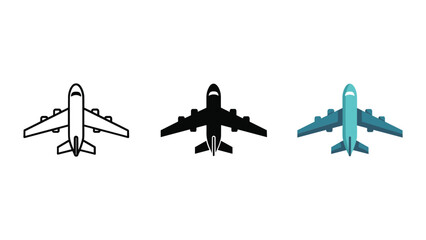Three airplane illustrations in different styles