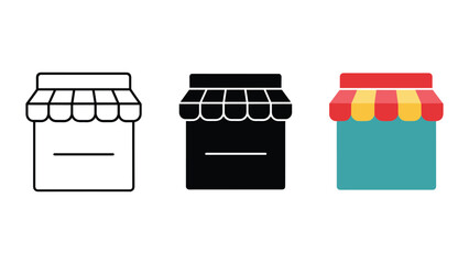Storefront icons with different colors and designs