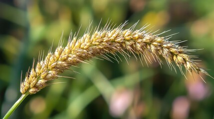 Close-up of a single grass seed head.