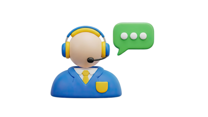 3D Customer Service Icon with Speech Bubble