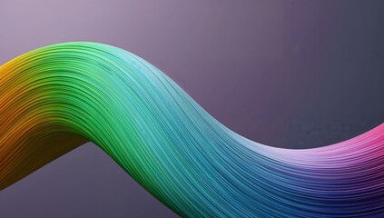 Abstract colorful 3d wave lines on gray background arch shape rainbow gradient paper craft style