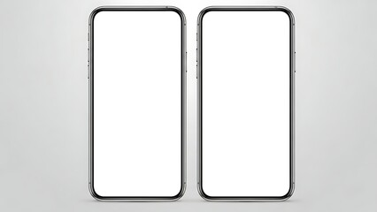 Two blank smartphone screens side by side on a gray background