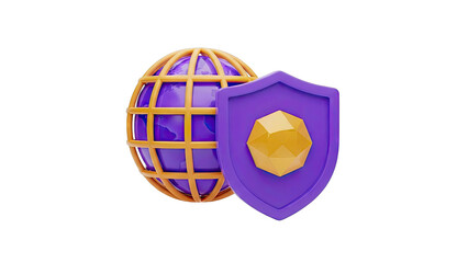 3D Globe and Shield Icon