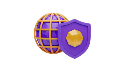 3D Globe and Shield Icon