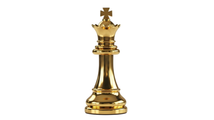 Golden chess queen isolated on transparent background
