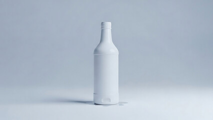 White plastic bottle with a white cap on a light gray background container 1