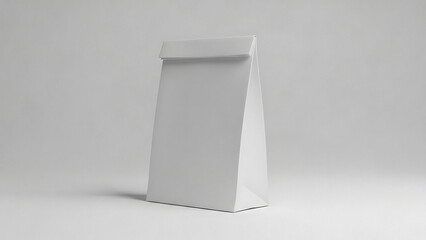 White triangular cardboard stand with a slanted against a plain background display
