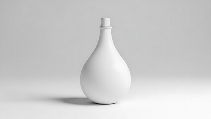 White Bottle with Narrow Neck and Cap on Light Gray Background bottle cap minimalistic