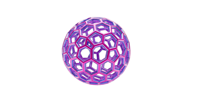 3D Geometric Sphere with Hexagonal Structure - Powered by Adobe
