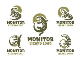 5 Monitor Lizard Logo Set Modern Minimalist Wildlife Design Collection