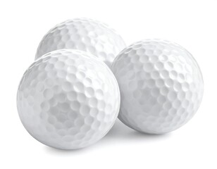 Three clean, dimpled, white spheres resting on a pristine, white backdrop