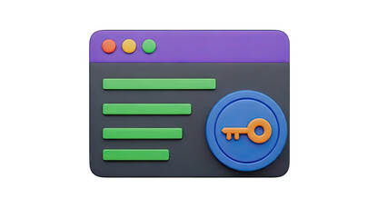 3D Icon of a Key and Web Browser Interface