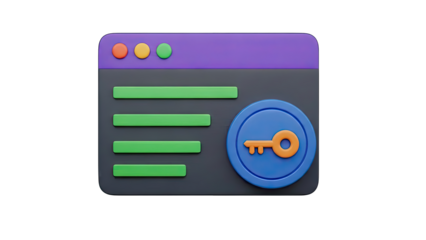 3D Icon of a Key and Web Browser Interface