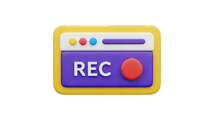 3D Icon of a Recording Button with REC Text