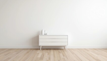 Fototapeta premium Interior with wooden dresser 3d rendering