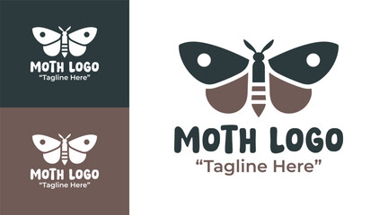 Naklejka premium Moth Logo Modern Minimalist Nocturnal Emblem
