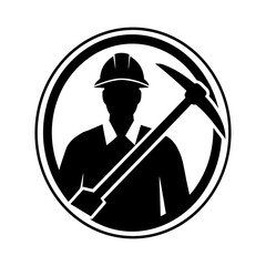 Mining Worker Silhouette Icon Minimal Style.