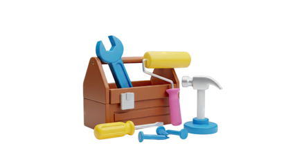 3D Render of a Toy Toolbox with Various Tools