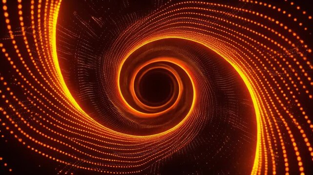 Vibrant Orange Spiral Light Tunnel Animation.
