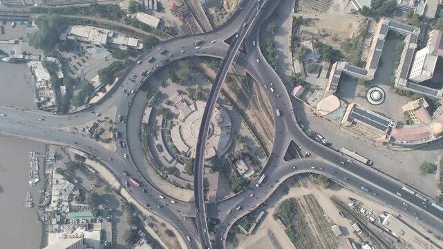 Aerial View Of Karachi port trust Jinnah Flyover 