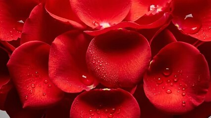 Detailed macro photography captures romantic deep red rose petals covered in fresh water droplets. - Powered by Adobe