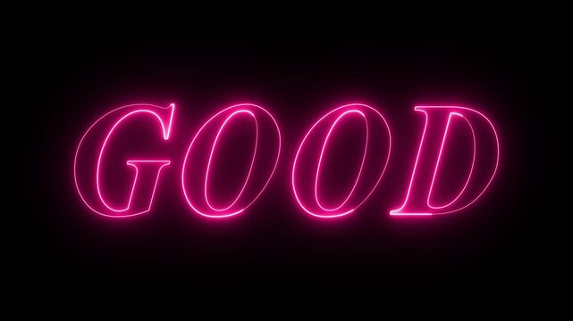 Good - Cool neon Style Good Expression Text Icon Vector Illustration  colored font text good wordneon.