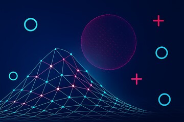 Abstract 3D rendering of information technology infrastructure with bright data streams and luminous connectivity.