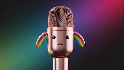 Cute Rainbow Microphone Character for Kids Content