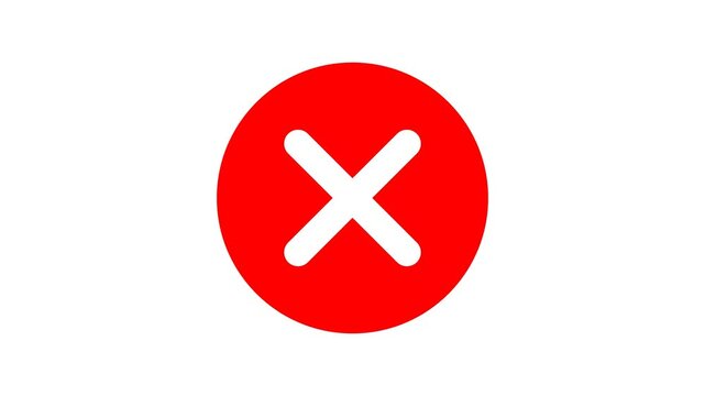 Animated wrong mark red icon appearing