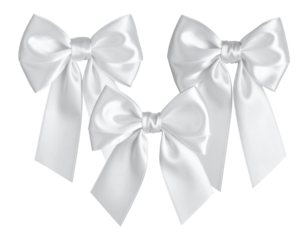 Elegant Set of Three White Ribbon Bow Knots