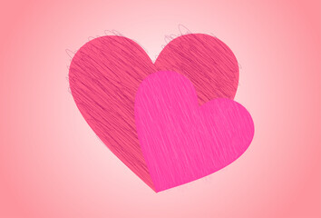 Pink Paper Cut Hearts Floating on Soft Romantic Background