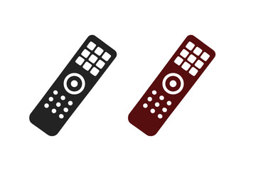 TV Remote Control Silhouette Icon Vector Illustration Isolated on White Background