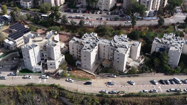 Aerial Kiryat Arba Neighborhood Israel

Drone footage of residential blocks, streets, and green areas in Kiryat Arba, November 2025, Israel

