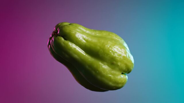 Chayote Squash Floating With a Vibrant Background