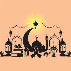 Eid icons in different style in vector