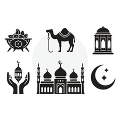 Eid icons in different style in vector