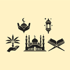 Eid icons in different style in vector
