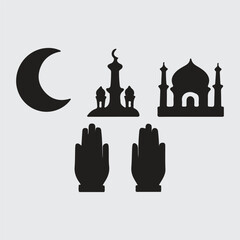 Eid icons in different style in vector