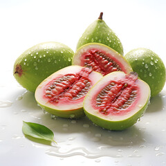 Sliced green guava fruit